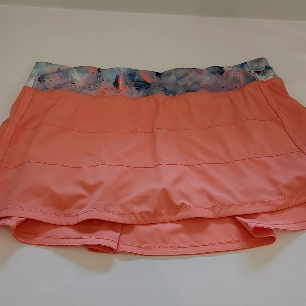 Lululemon pace rival skirt skort regular length peach tangerine 12